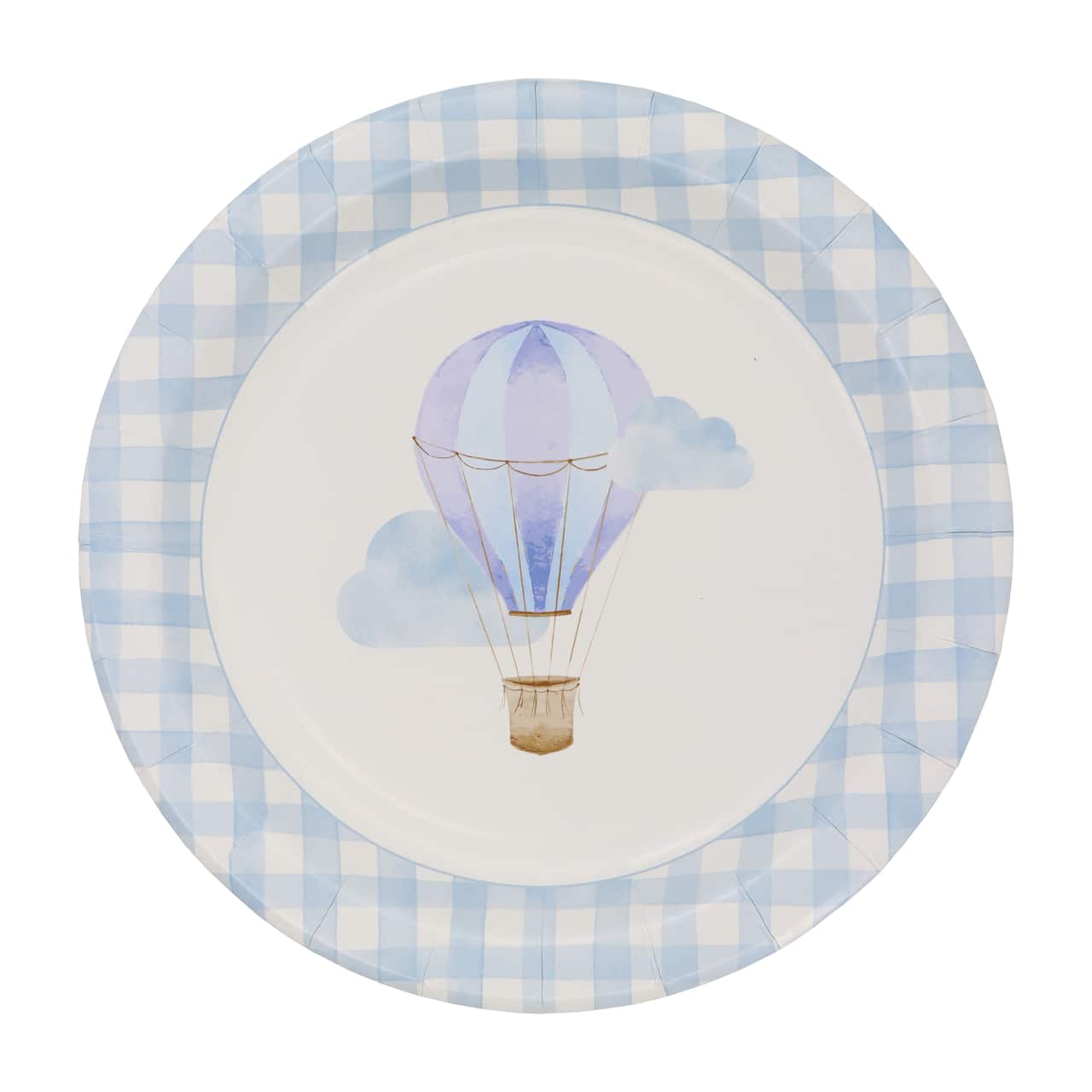 9" Blue Hot Air Balloon & Gingham Dinner Plates, 10ct. by Celebrate It™